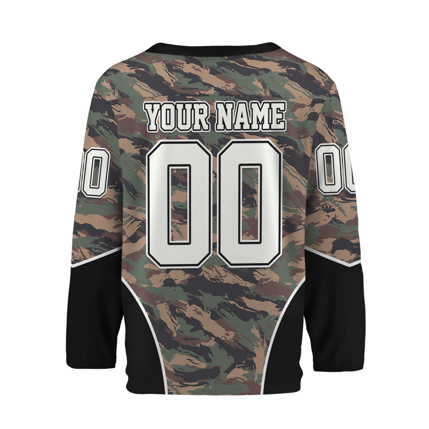 Custom Team Camo Painted Green Pattern Hockey Jersey