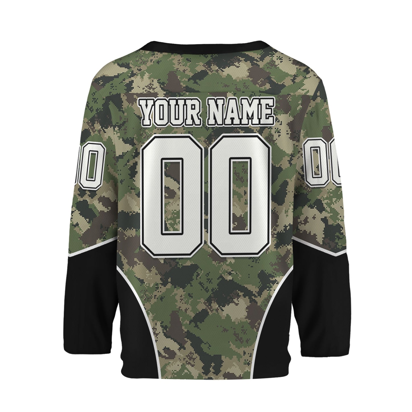 Custom Team Camo Pixel Green Pattern Hockey Jersey