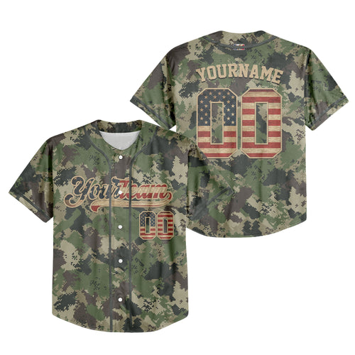 Custom Team Camo Pixel Pattern Baseball Jersey