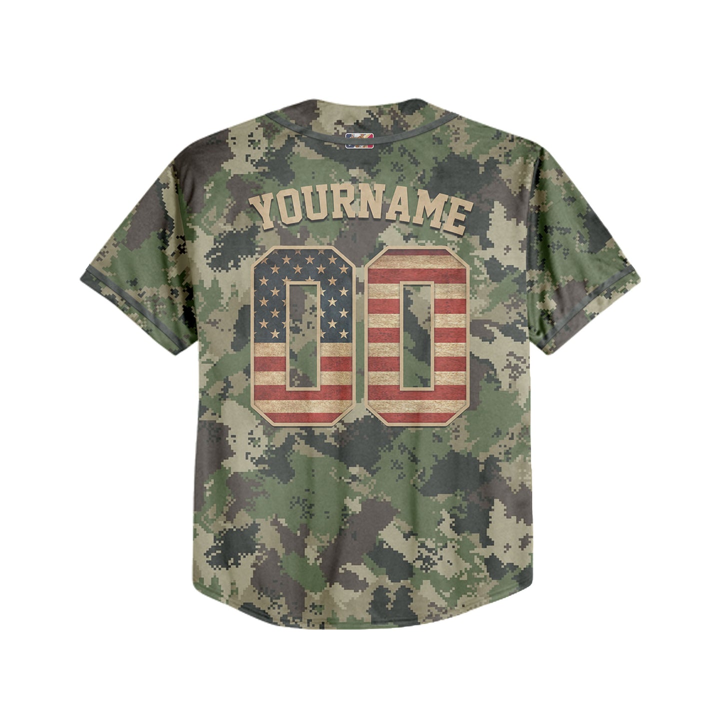 Custom Team Camo Pixel Pattern Baseball Jersey