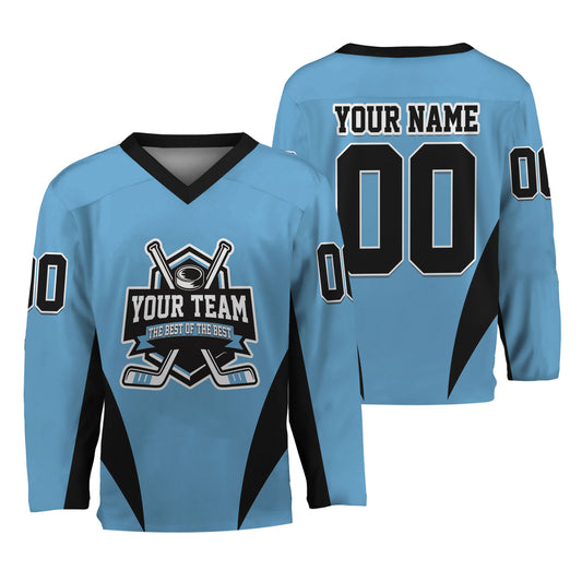Custom Team Name Basic Hockey Jersey Light Blue