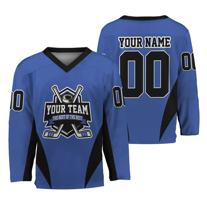Custom Team Name Basic Hockey Jersey Navy