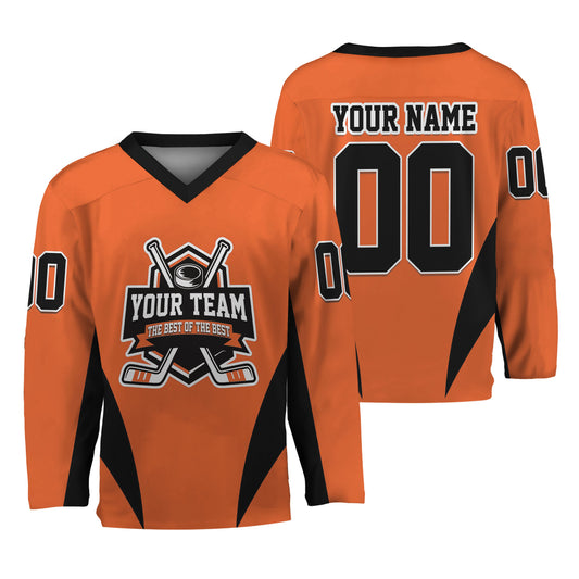 Custom Team Name Basic Hockey Jersey Orange