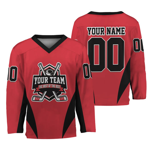 Custom Team Name Basic Hockey Jersey Red