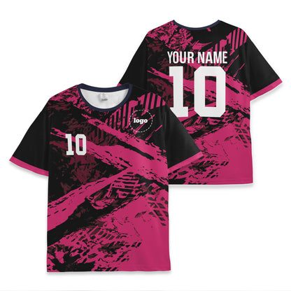 Custom Team Black and Pink Pattern Soccer Jersey