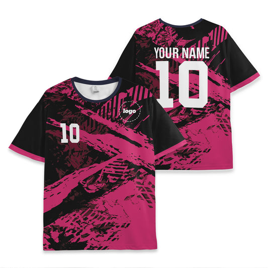 Custom Team Black and Pink Pattern Soccer Jersey