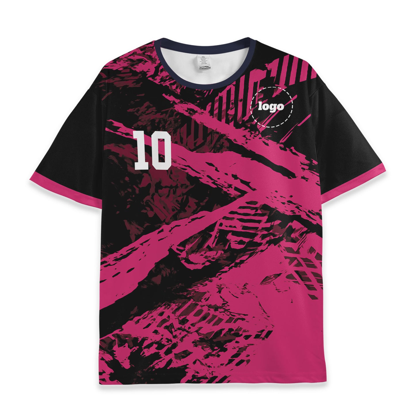 Custom Team Black and Pink Pattern Soccer Jersey