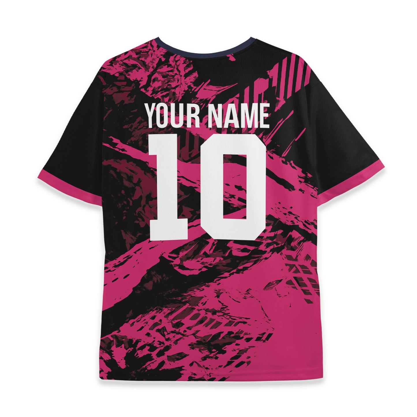 Custom Team Black and Pink Pattern Soccer Jersey