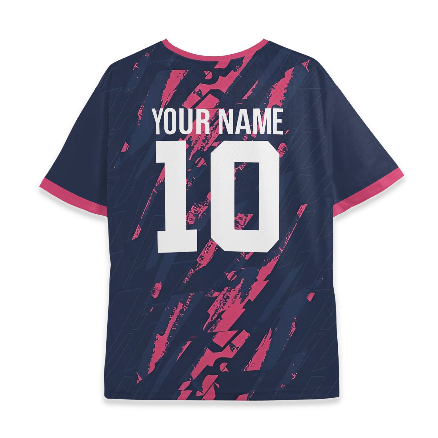 Custom Team Navy and Pink Pattern Soccer Jersey