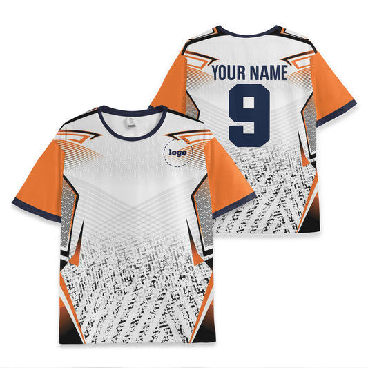 Custom Team Futurist White and Orange Pattern Soccer Jersey