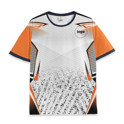 Custom Team Futurist White and Orange Pattern Soccer Jersey