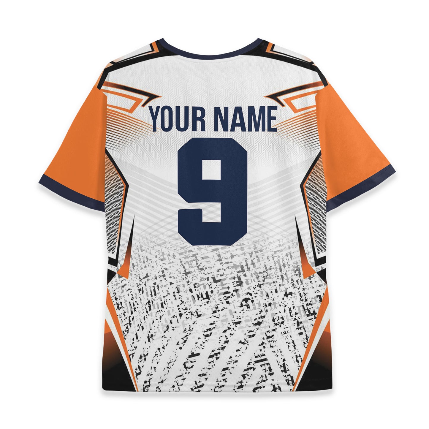 Custom Team Futurist White and Orange Pattern Soccer Jersey