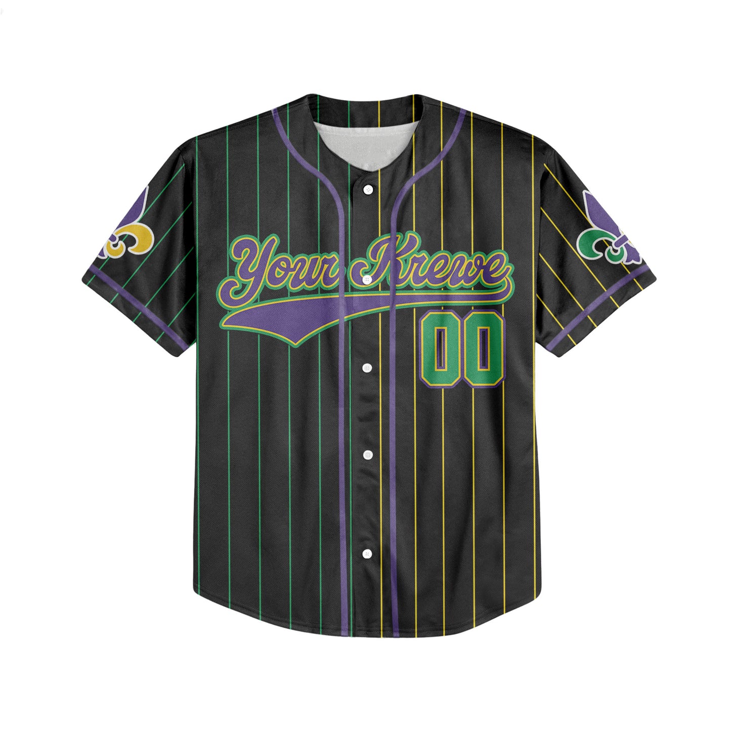 Custom Black Mardi Gras Baseball Jersey