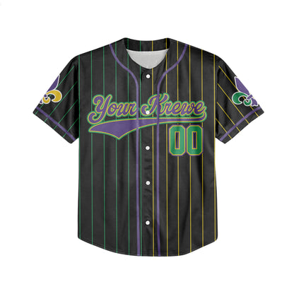 Custom Black Mardi Gras Baseball Jersey