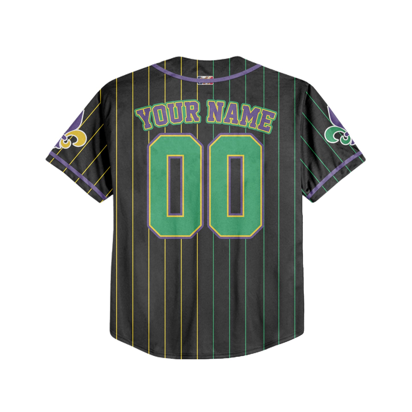 Custom Black Mardi Gras Baseball Jersey
