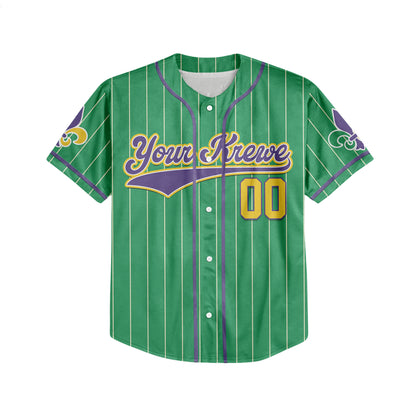 Custom Green Mardi Gras Baseball Jersey