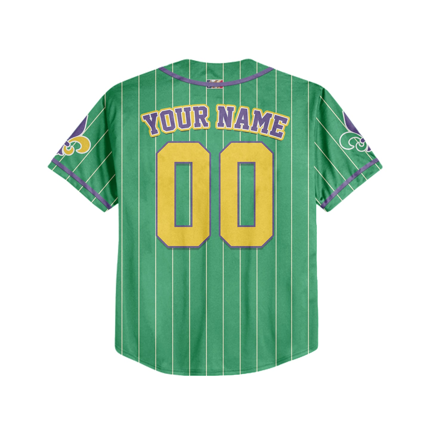 Custom Green Mardi Gras Baseball Jersey
