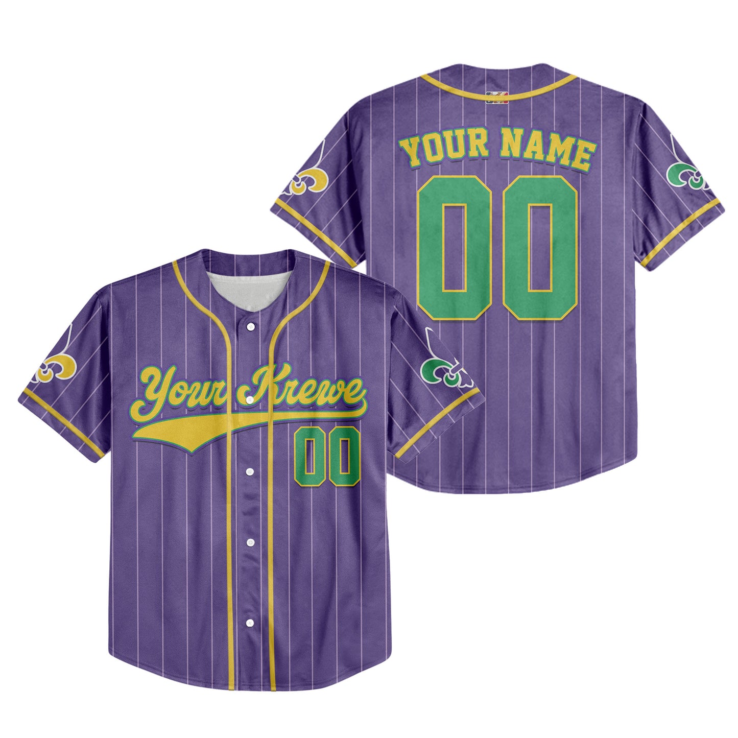 Custom Purple Mardi Gras Baseball Jersey