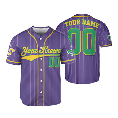 Custom Purple Mardi Gras Baseball Jersey