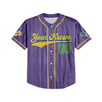 Custom Purple Mardi Gras Baseball Jersey