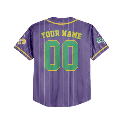 Custom Purple Mardi Gras Baseball Jersey