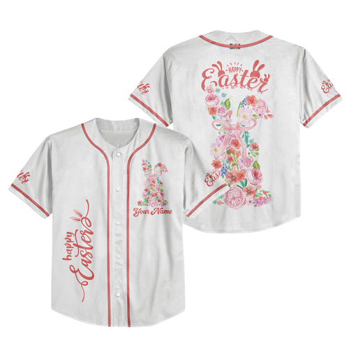 Custom Easter Flower Bunny Baseball Jersey
