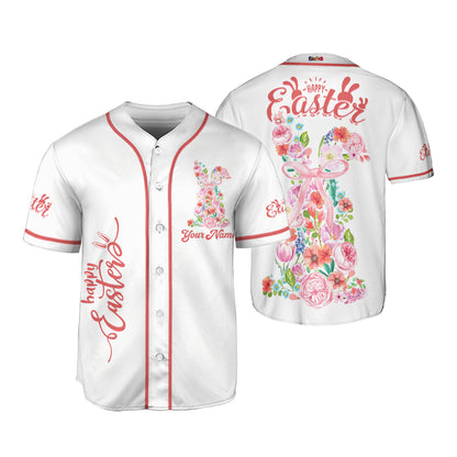 Custom Easter Flower Bunny Baseball Jersey