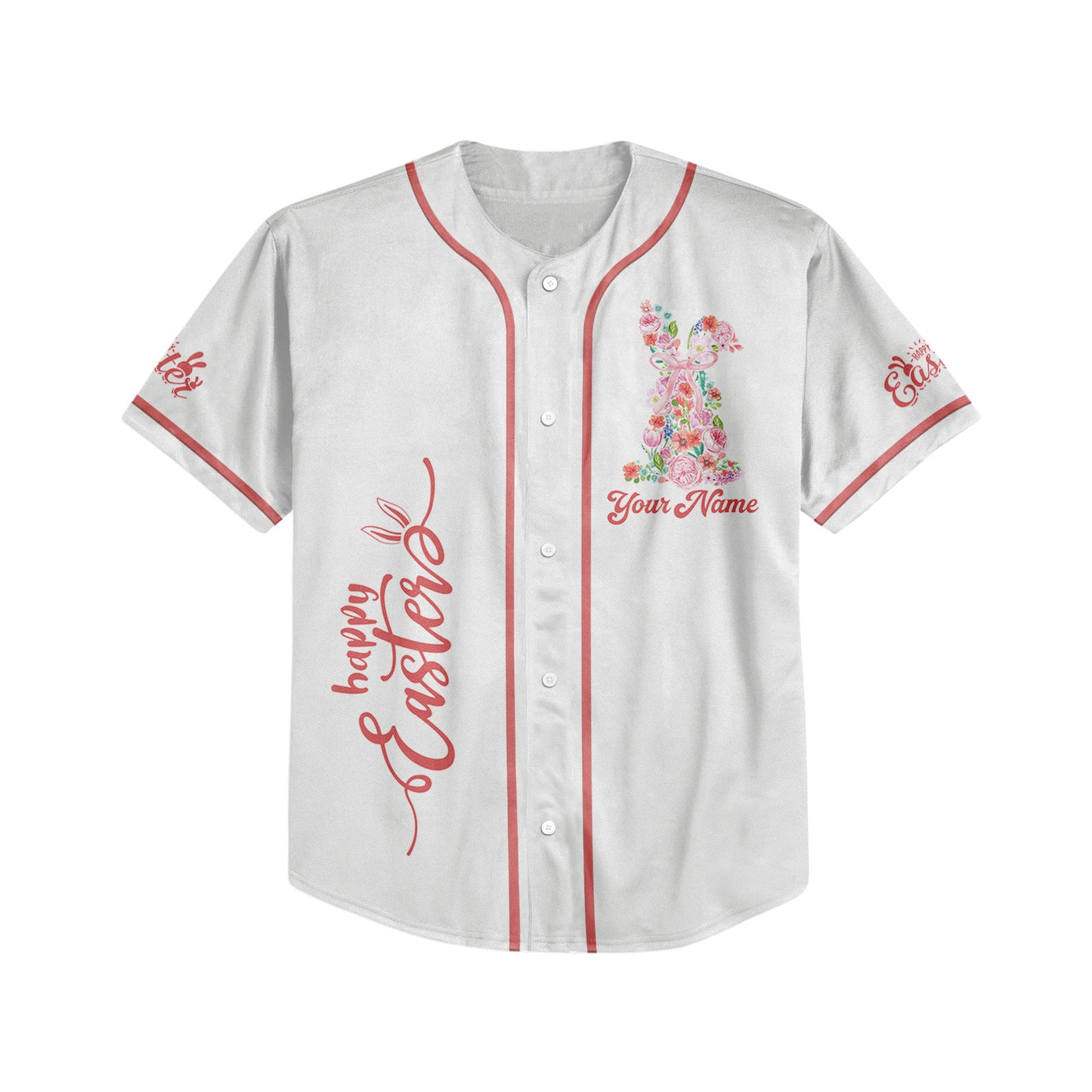 Custom Easter Flower Bunny Baseball Jersey