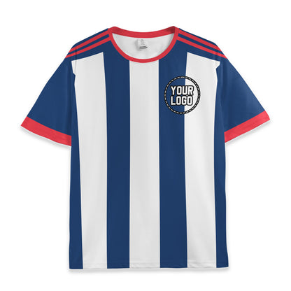 Custom Team Navy and White Bold Stripe Soccer Jersey