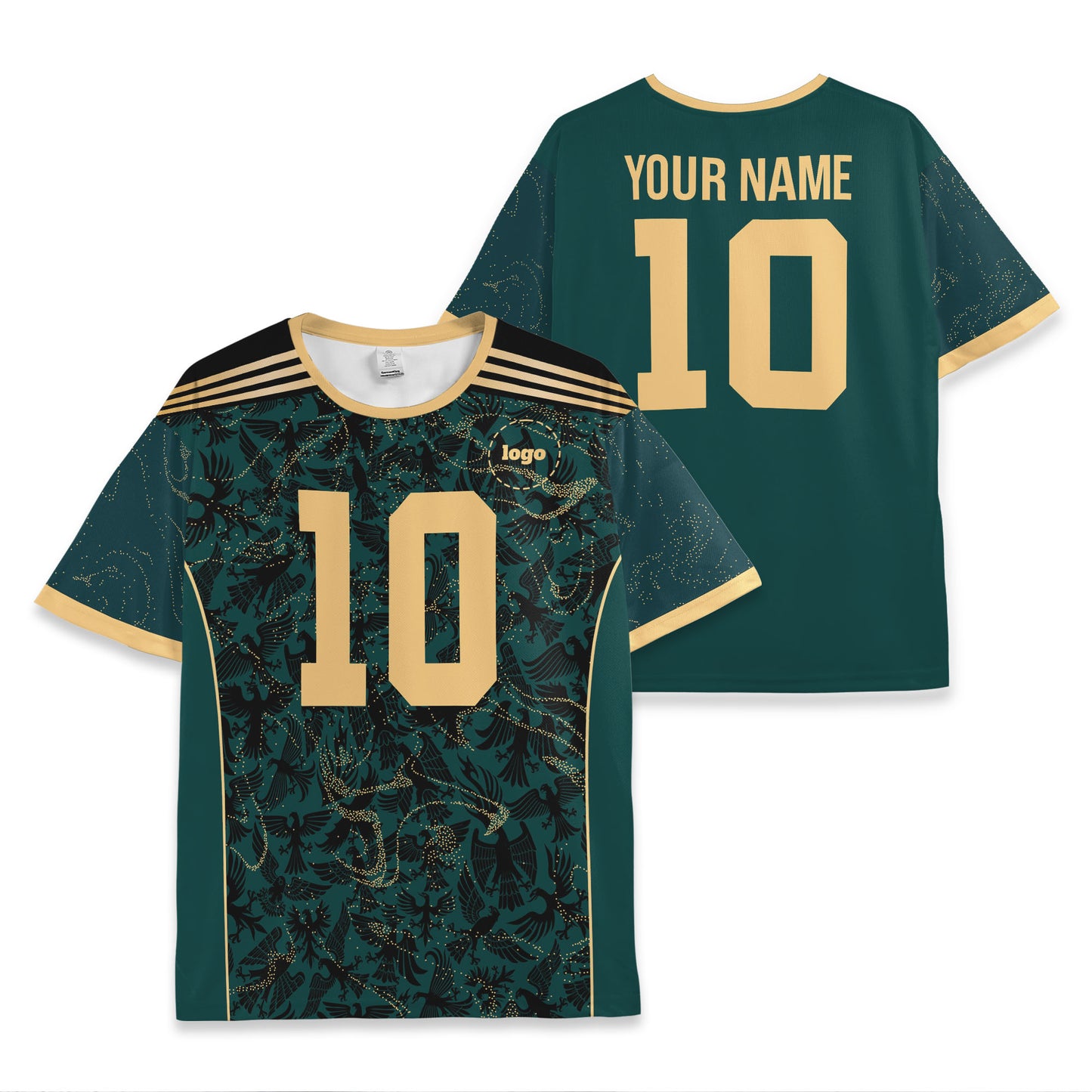 Custom Team Green and Gold Pattern Soccer Jersey