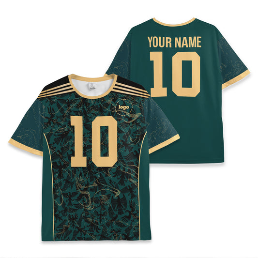 Custom Team Green and Gold Pattern Soccer Jersey