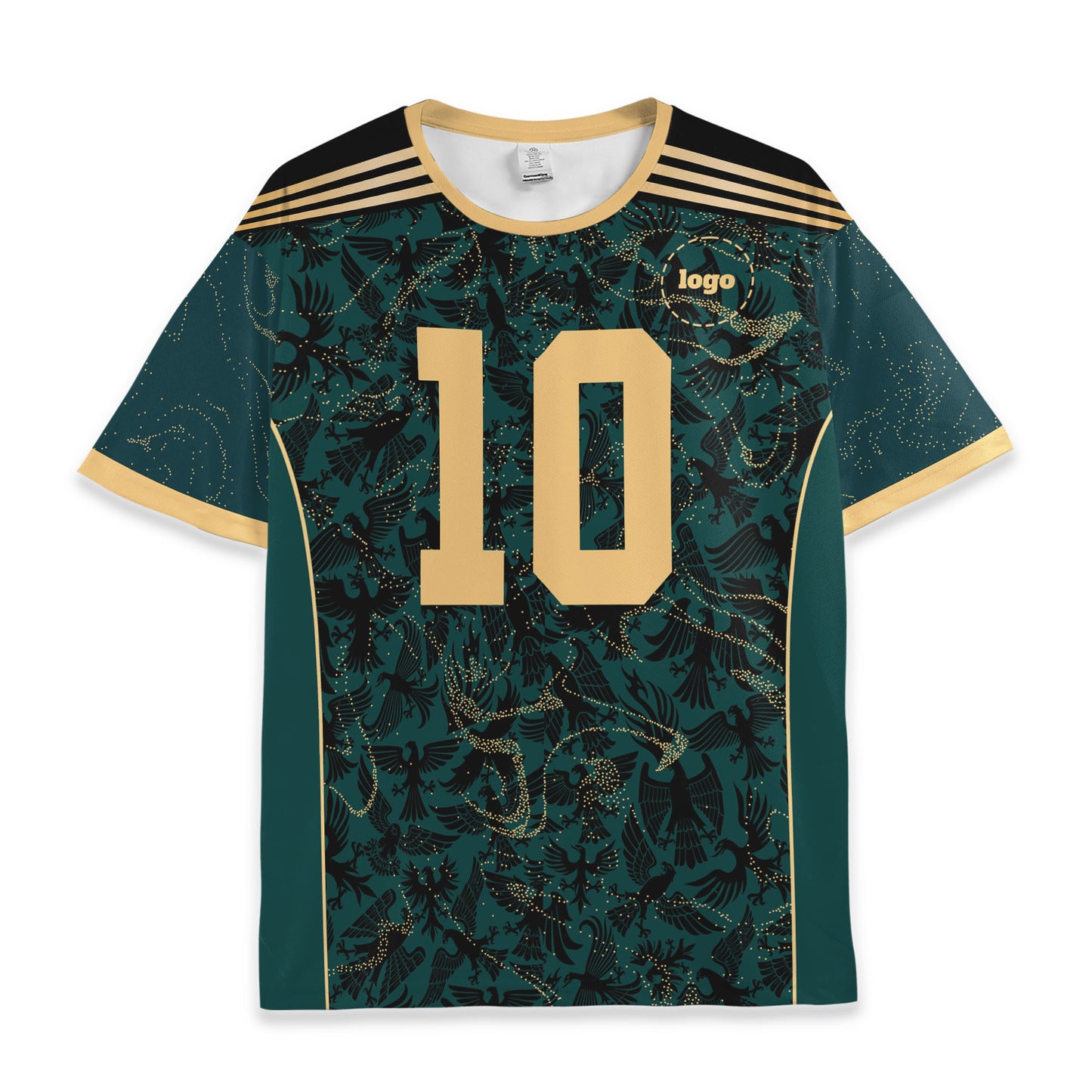 Custom Team Green and Gold Pattern Soccer Jersey