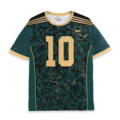 Custom Team Green and Gold Pattern Soccer Jersey