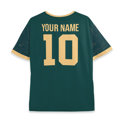 Custom Team Green and Gold Pattern Soccer Jersey