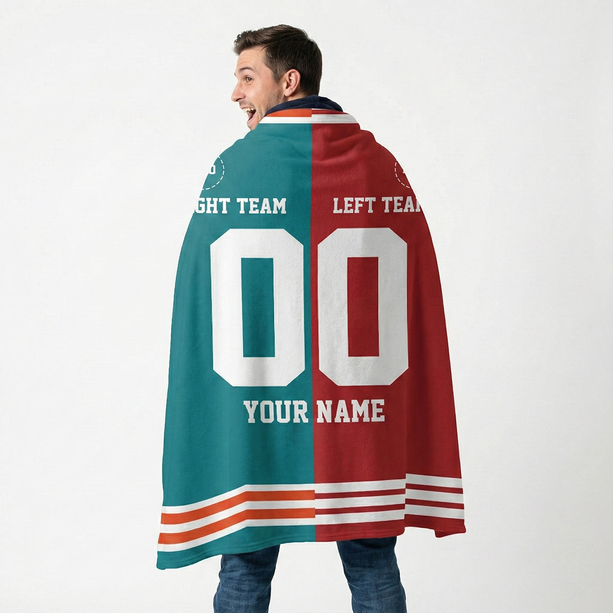 Custom Half and Half Team Football Blanket