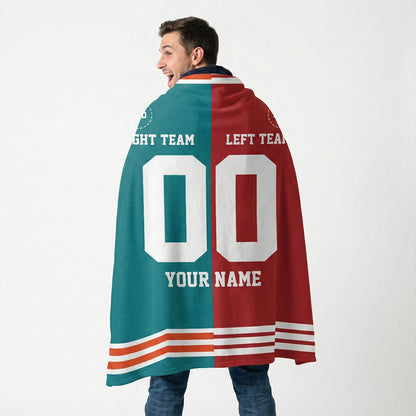 Custom Half and Half Team Football Blanket