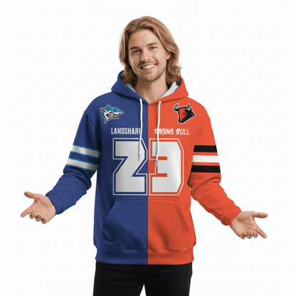 Custom Half and Half Favorite Football Team Hoodie