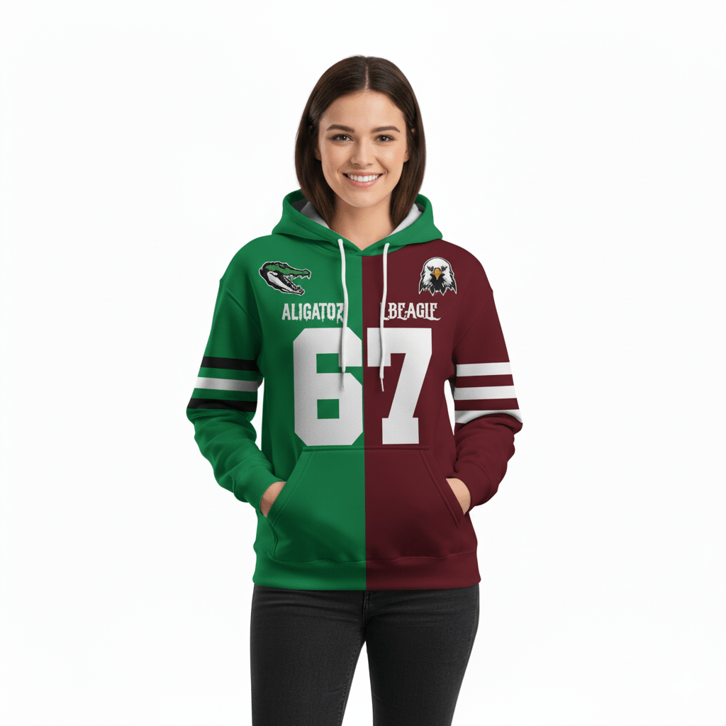 Custom Half and Half Favorite Football Team Hoodie