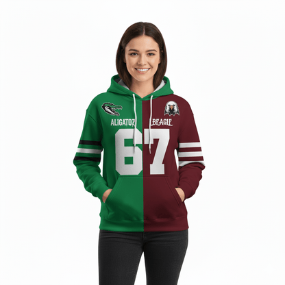 Custom Half and Half Favorite Football Team Hoodie