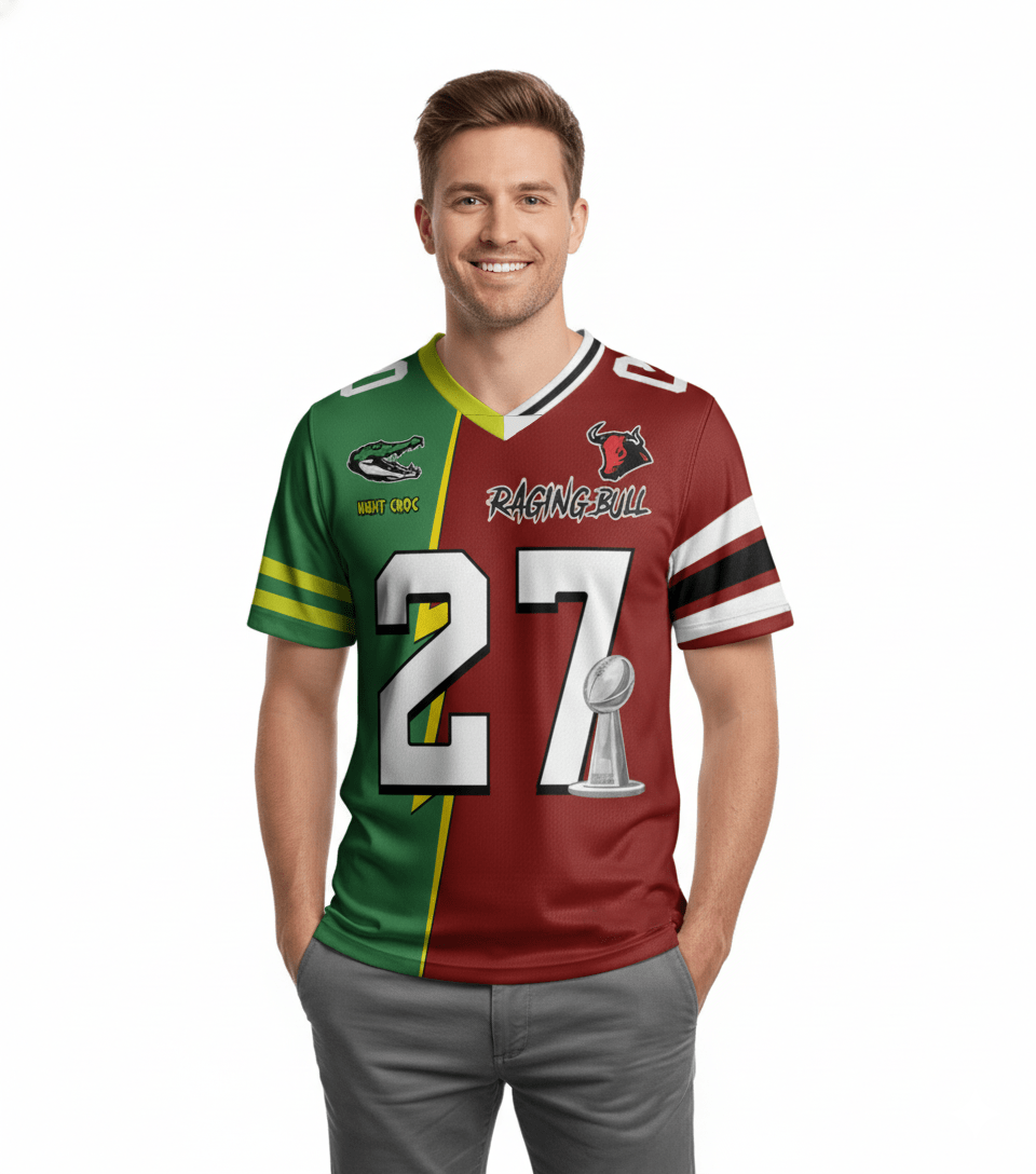 Custom Rival Team Half and Half Football Jersey