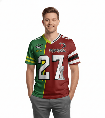 Custom Rival Team Half and Half Football Jersey