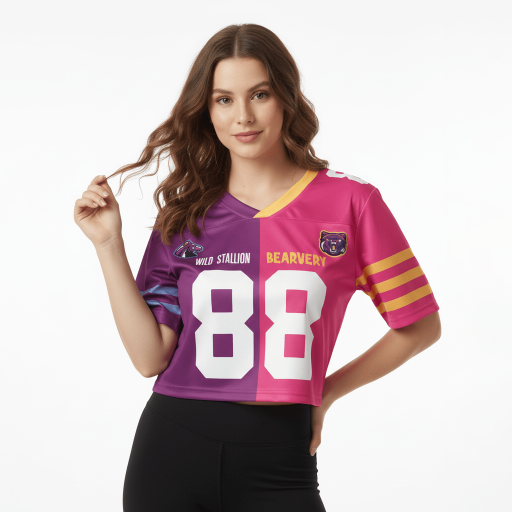 Custom Half and Half Team Crop-top Football Jersey