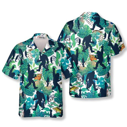 Go Fishing Bigfoot Hawaiian Shirts - Primesty