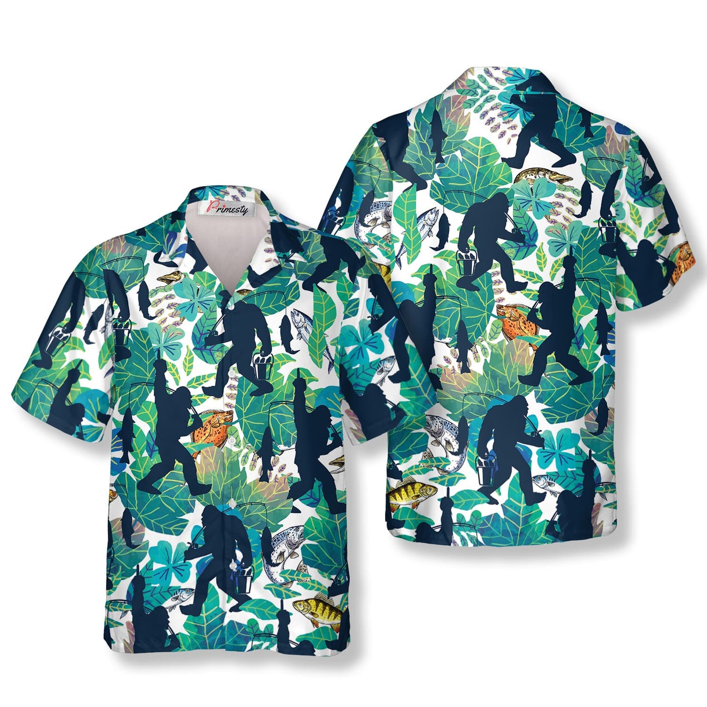 Go Fishing Bigfoot Hawaiian Shirts - Primesty