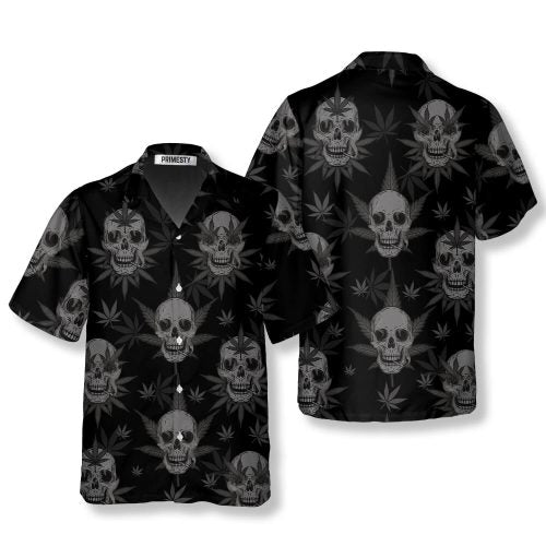 Goth Skull Weed Skull Shirts for Men Skull Hawaiian Shirt - Primesty