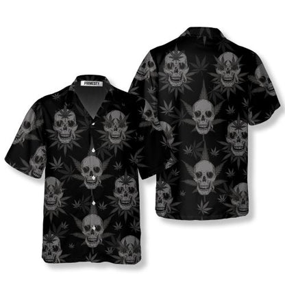 Goth Skull Weed Skull Shirts for Men Skull Hawaiian Shirt - Primesty