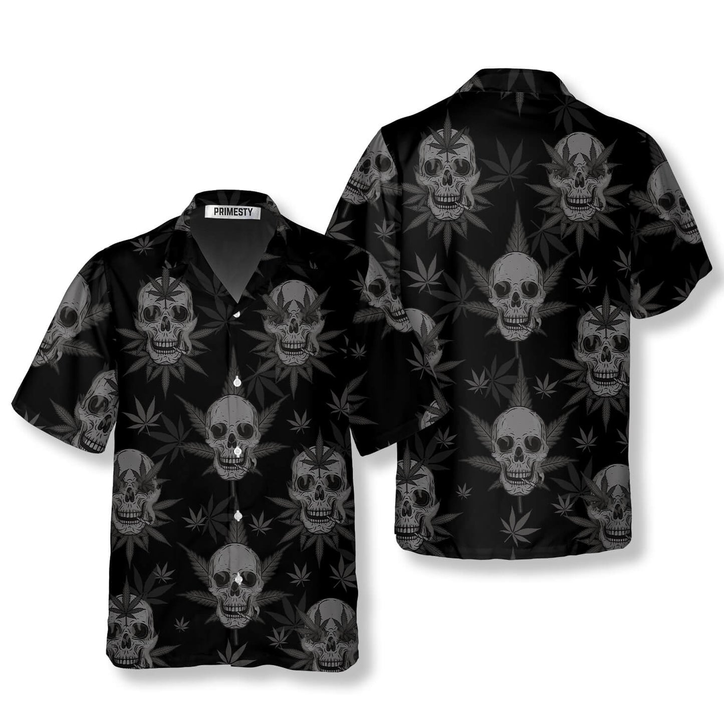 Goth Skull Weed Skull Shirts for Men Skull Hawaiian Shirt - Primesty