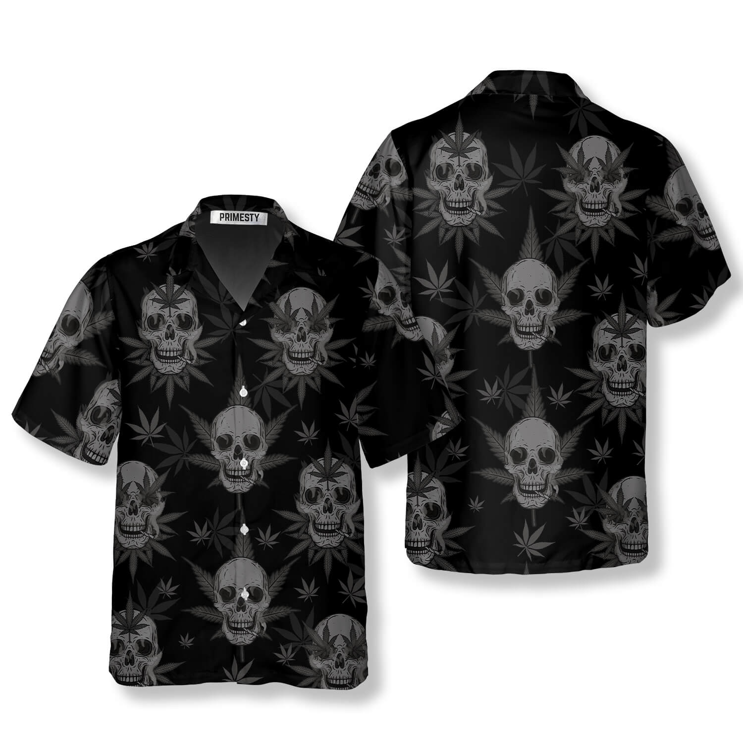 Goth Skull Weed Skull Shirts for Men Skull Hawaiian Shirt - Primesty