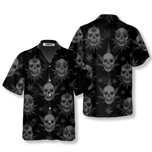 Goth Skull Weed Skull Shirts for Men Skull Hawaiian Shirt - Primesty