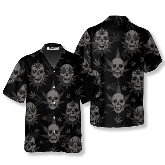 Goth Skull Weed Skull Shirts for Men Skull Hawaiian Shirt - Primesty
